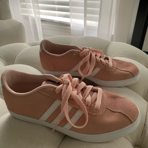 rose color sneakers